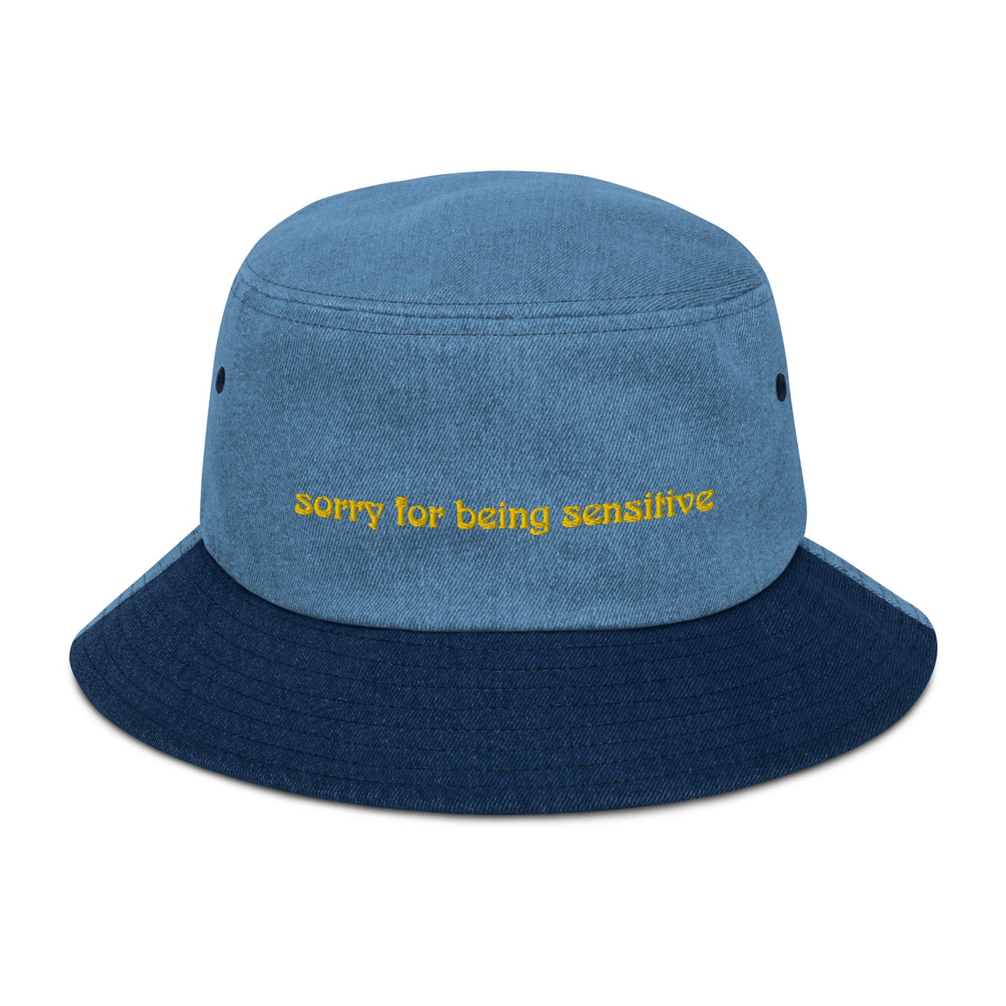 Skin "sorry for being sensitive" Denim bucket hat