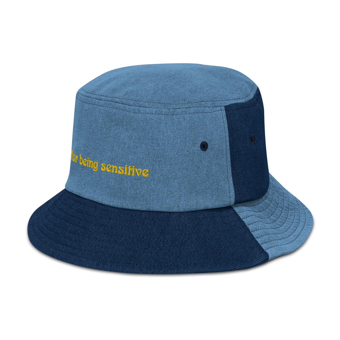 Skin "sorry for being sensitive" Denim bucket hat