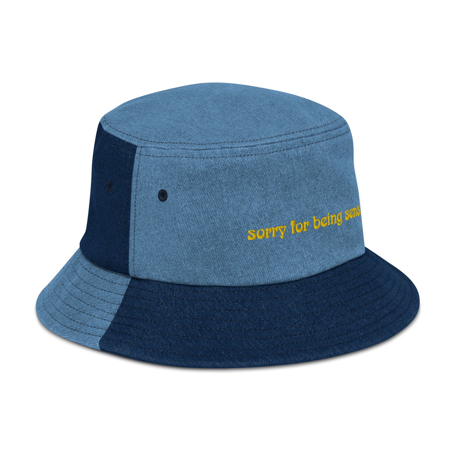 Skin "sorry for being sensitive" Denim bucket hat