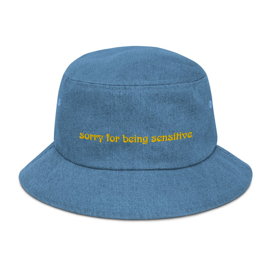 Skin "sorry for being sensitive" Denim bucket hat