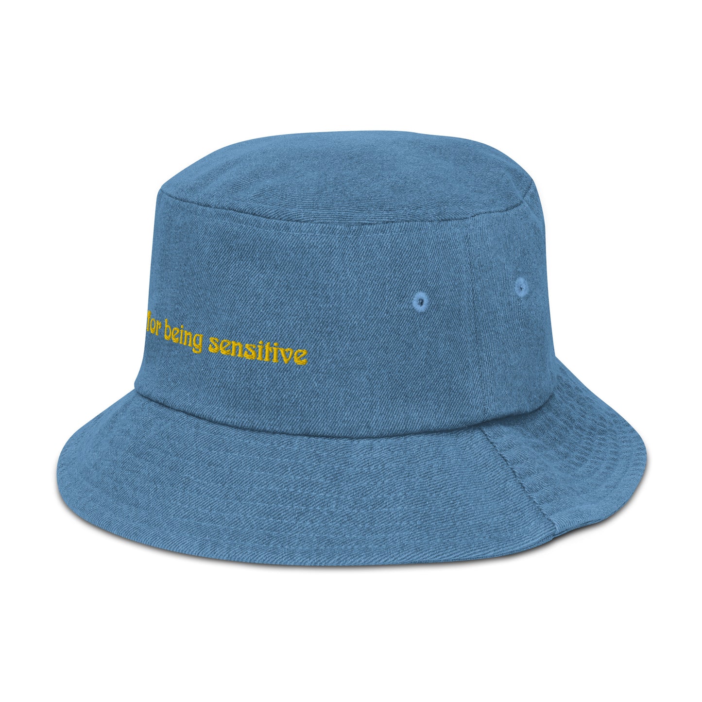 Skin "sorry for being sensitive" Denim bucket hat