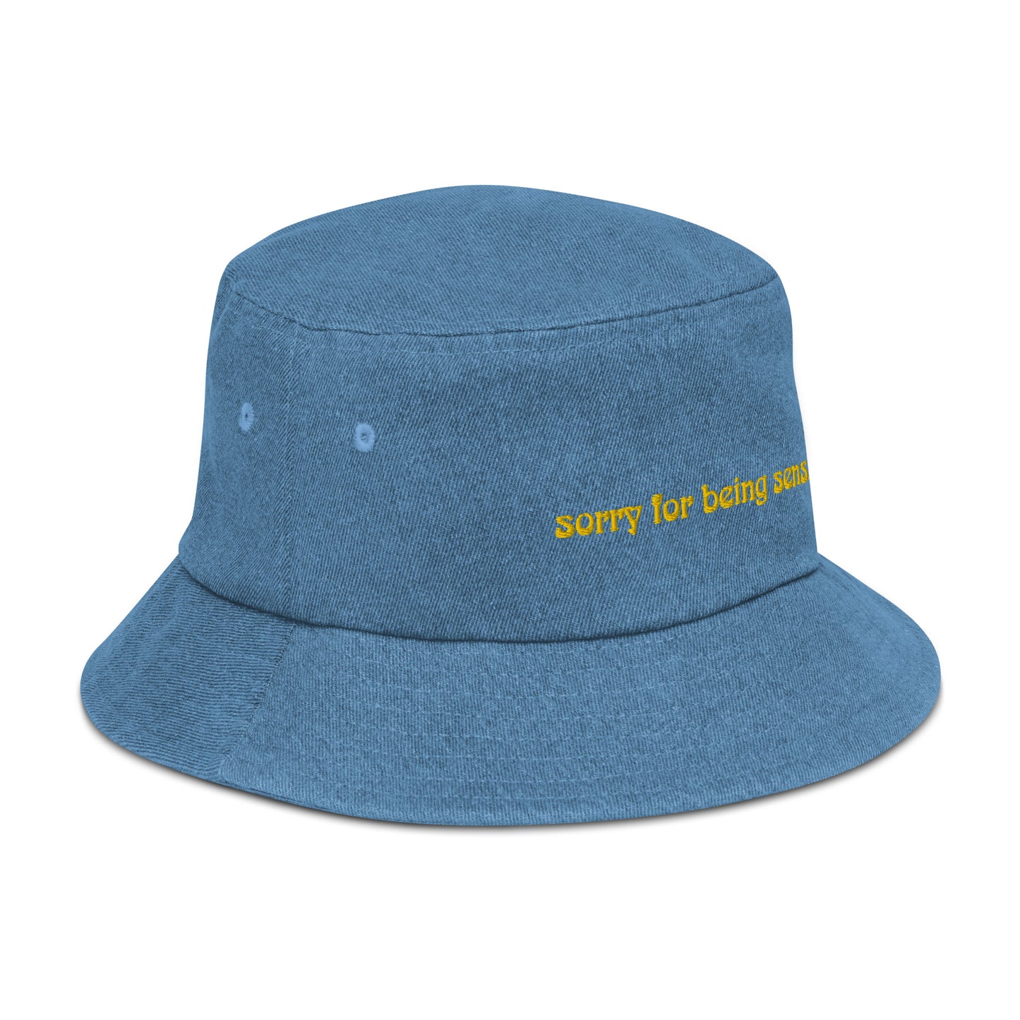 Skin "sorry for being sensitive" Denim bucket hat